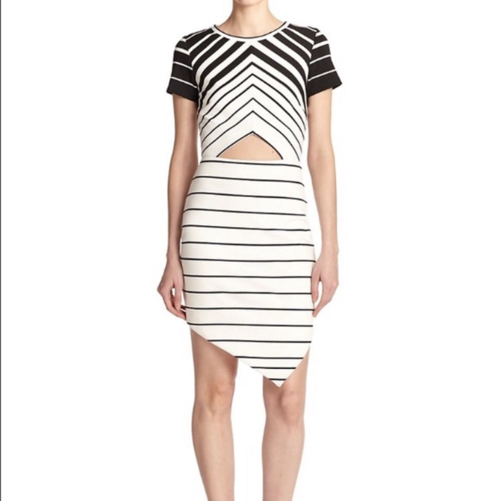 Bec & Bridge Asymmetrical Bodycon Cut-out Dress